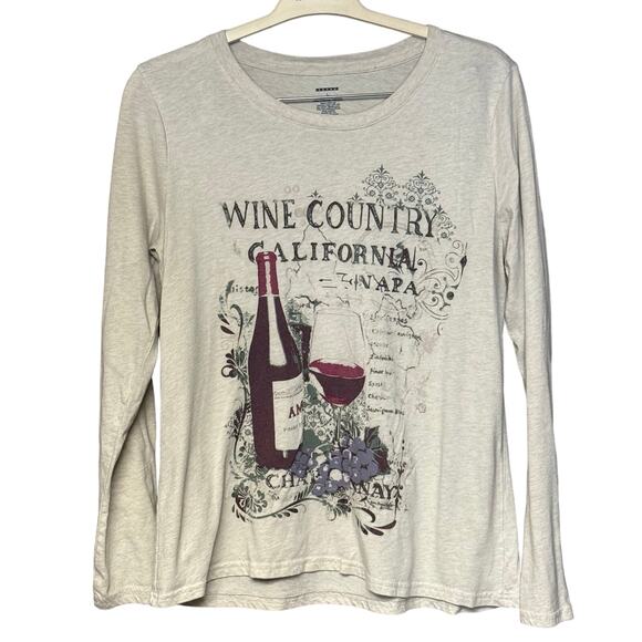 Unbranded long sleeve tee crew Napa California wine country gray women’s large - Picture 1 of 3